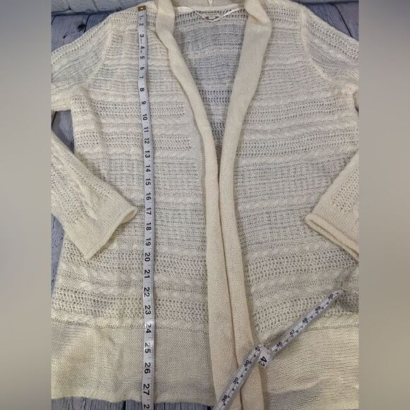 Sonoma Lightweight Cream Open Shawl Collar Classic Casual Cardigan Sweater L - Picture 7 of 7